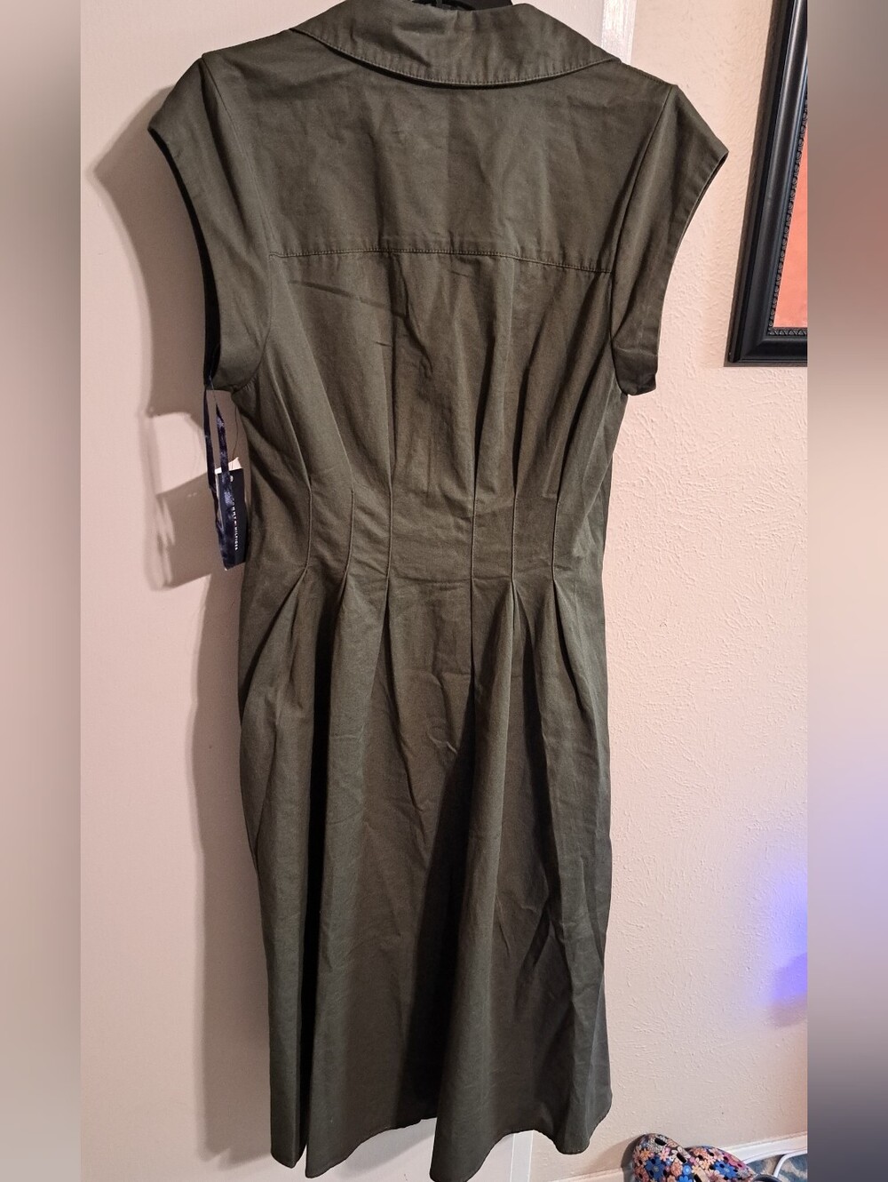 Tommy Hilfiger Olive Green Button Front Midi Dress Size 2 NWT- NO POCKETS! - Picture 6 of 6